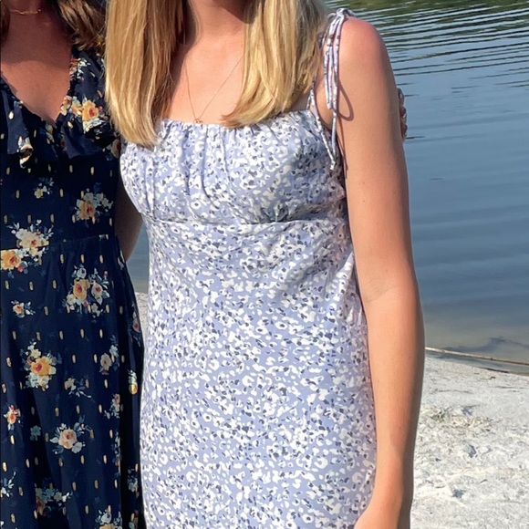 Abercrombie Faux Silk Tie-Strap Midi Dress - Picture 2 of 3